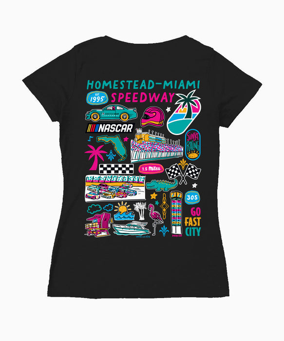 Homestead-Miami Speedway Women's V-neck Fitted Cotton T-Shirt