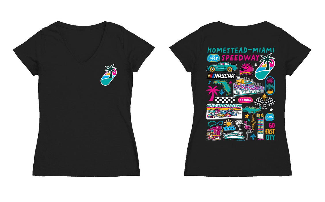 Homestead-Miami Speedway Women's V-neck Fitted Cotton T-Shirt