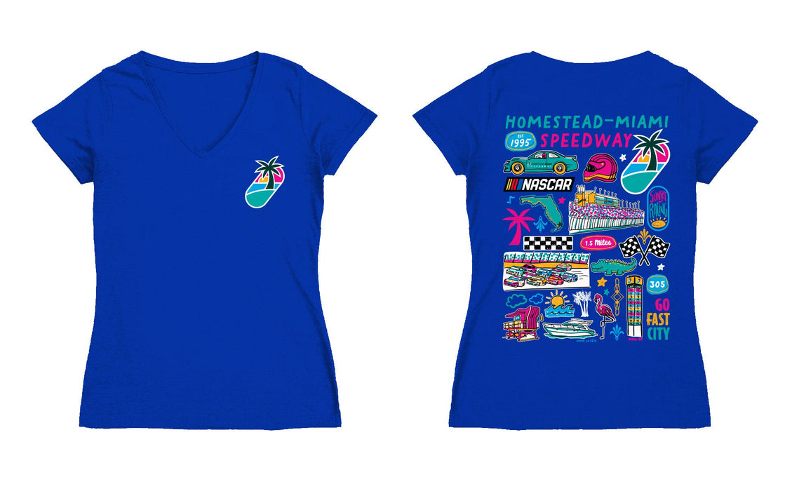 Homestead-Miami Speedway Women's V-neck Fitted Cotton T-Shirt