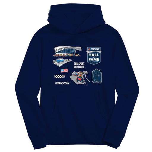 NASCAR Hall Of Fame Youth Pullover Cotton Hoodie Impressions Artwork Navy - Vive La Fête - Online Apparel Store