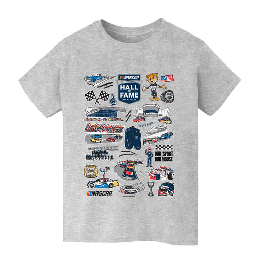 NASCAR Hall Of Fame Impressions Artwork Youth Cotton T-Shirt Gray - Vive La Fête - Online Apparel Store