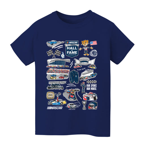 NASCAR Hall Of Fame Impressions Artwork Youth Cotton T-Shirt Navy - Vive La Fête - Online Apparel Store