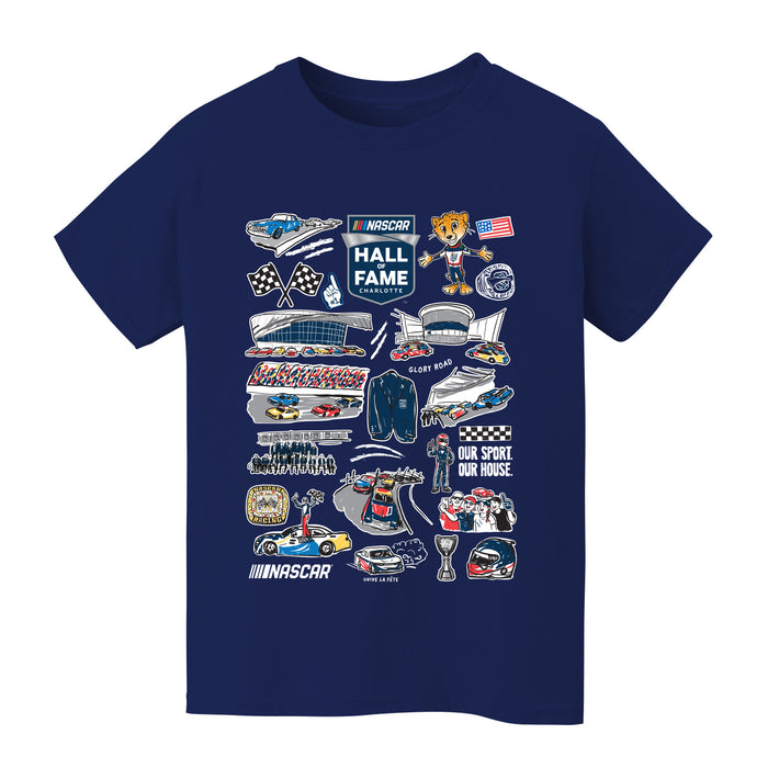 NASCAR Hall Of Fame Impressions Artwork Youth Cotton T-Shirt Navy - Vive La Fête - Online Apparel Store