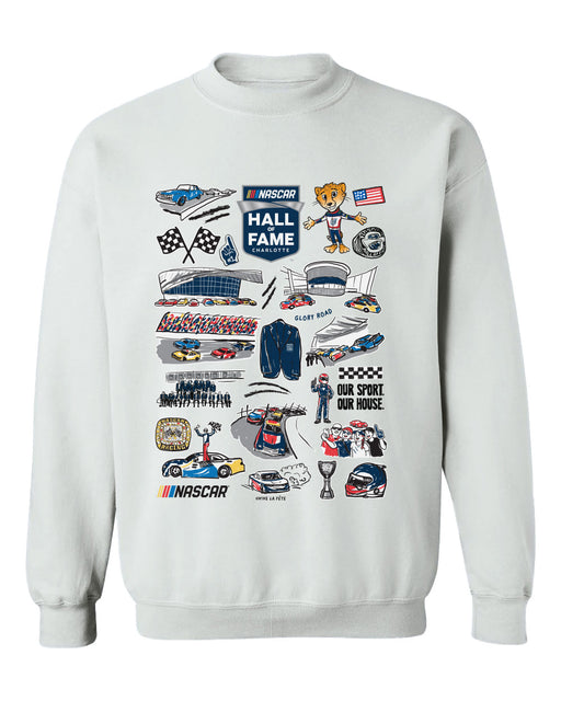 NASCAR Hall Of Fame Womens Cotton Crewneck Pullover Sweatshirt White - Vive La Fête - Online Apparel Store