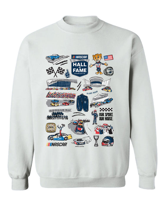 NASCAR Hall Of Fame Womens Cotton Crewneck Pullover Sweatshirt White - Vive La Fête - Online Apparel Store