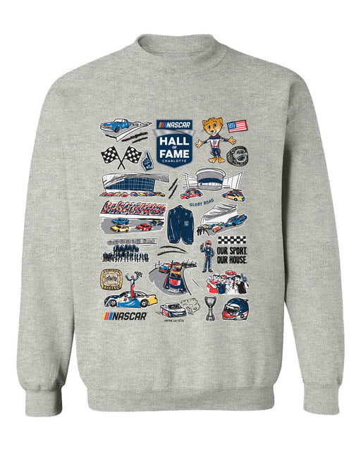 NASCAR Hall Of Fame Womens Cotton Crewneck Pullover Sweatshirt Gray - Vive La Fête - Online Apparel Store