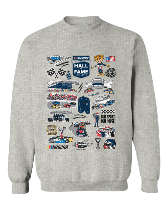 NASCAR Hall Of Fame Womens Cotton Crewneck Pullover Sweatshirt Gray - Vive La Fête - Online Apparel Store