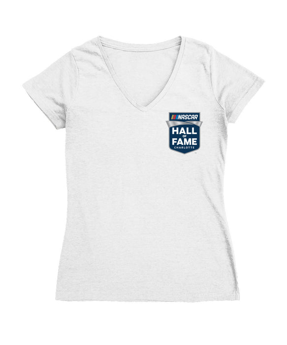 NASCAR Hall Of Fame Women's V-neck Fitted Cotton T-Shirt White