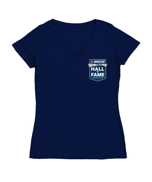 NASCAR Hall Of Fame Women's V-neck Fitted Cotton T-Shirt Navy - Vive La Fête - Online Apparel Store