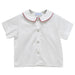 White Pique Solid Button Front Shirt Short Sleeve With Piping