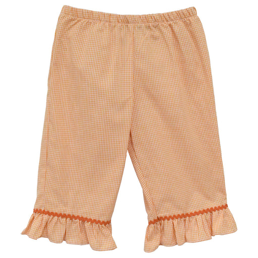 Orange Mini Check Girls Ruffle Pant
