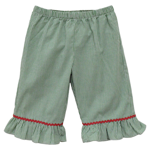 Kelly Green Mini Check Girls Ruffle Pant