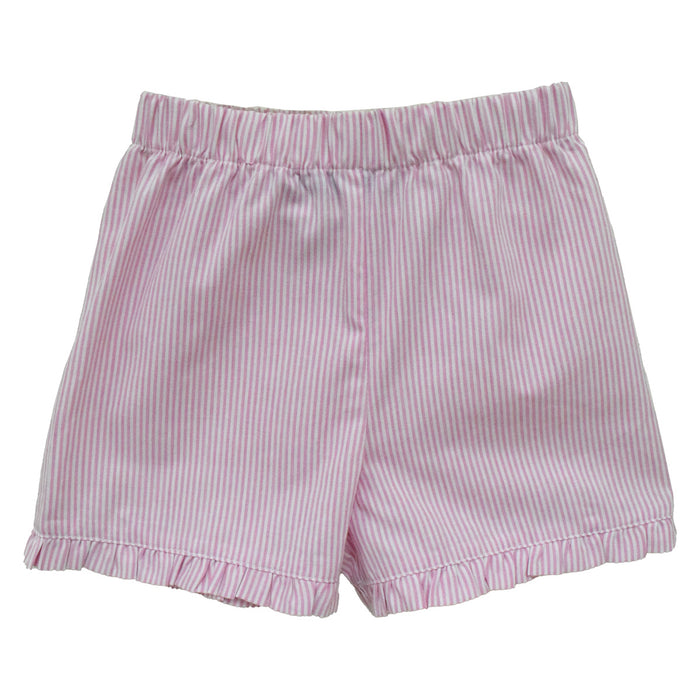 Pink Stripe Girls With Ruffle Short