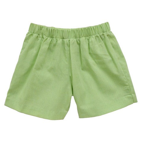 Lime Green Micro Check Boys Pull on Short
