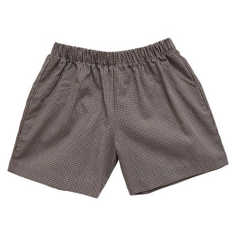 Brown Gingham Check Boys Pull on Short — Vive La Fête - Online Apparel ...