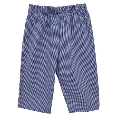 Navy Mini Check Boys Pull on Pants