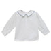 White Solid Button Back Shirt Long Sleeve With Piping