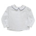 White Pique Solid Button Back Shirt Long Sleeve With Piping