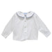 White Pique Solid Button Front Shirt Long Sleeve With Piping