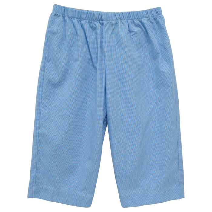 Turquoise Micro Check Boys Pull on Pants