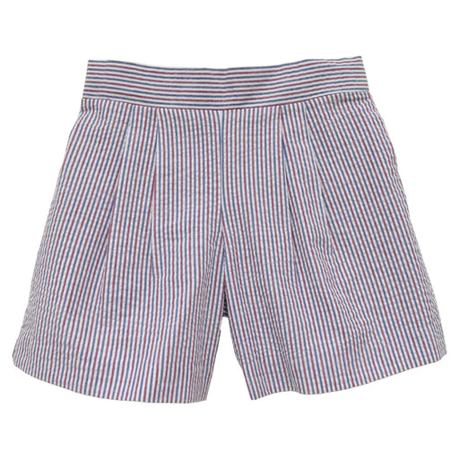 Red and Navy Stripe Seersucker Boys Short