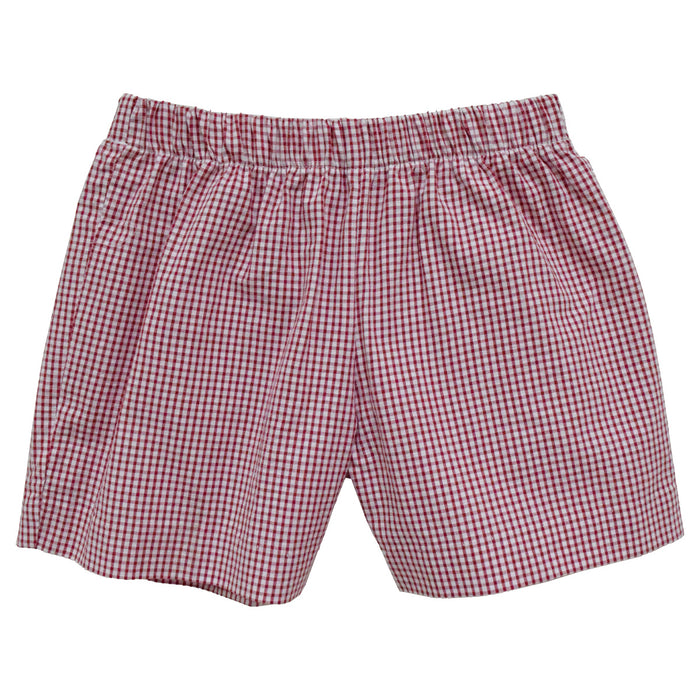 Red Check Seersucker Boys Pull on Short