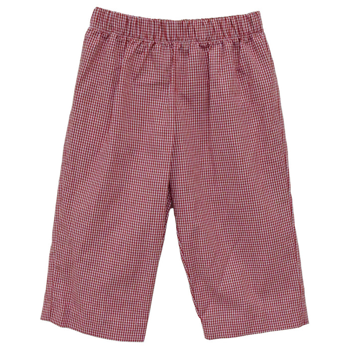 Red Mini Check Boys Pull on Pants