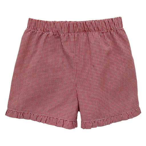 Red Mini Check Girls With Ruffle Short