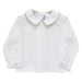 White Solid Button Back Shirt Long Sleeve With Piping Lime Green Check