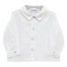 White Pique Solid Button Front Shirt Long Sleeve
