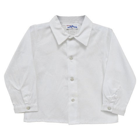 White Solid Button Front Shirt Long Sleeve