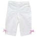 White Twill Girls Capri Pant With Bow Pink Check Seersucker