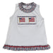 Americana Smocked White Knit Sleeveless Blouse