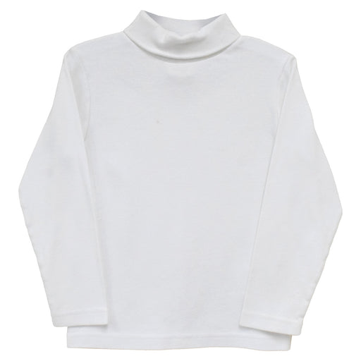 White Solid Knit Long Sleeve Girls Turtle Neck