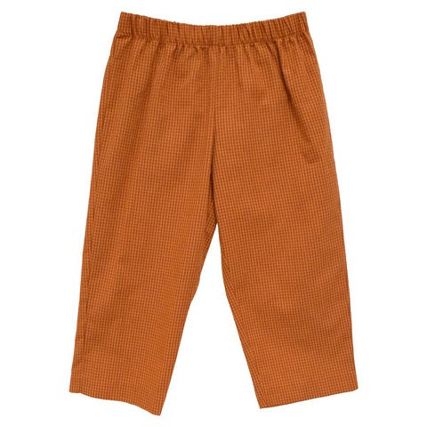 Orange Check Boys Pull on Pants
