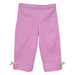 Pink Solid Girls Capri Pant With Bow Pink Check Seersucker