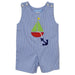 Sailing Applique Blue Mini Check Boys Shortall