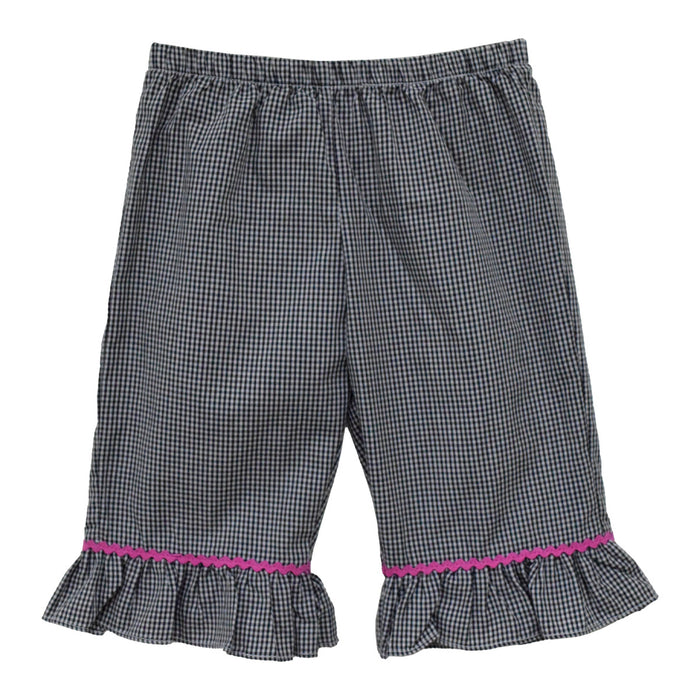 Black Mini Check Girls Ruffle Pant