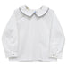 White Solid Button Back Shirt Long Sleeve With Piping Black Mini Check