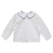 White Solid Button Back Shirt Long Sleeve With Piping