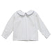 White Solid Button Back Shirt Long Sleeve With Piping