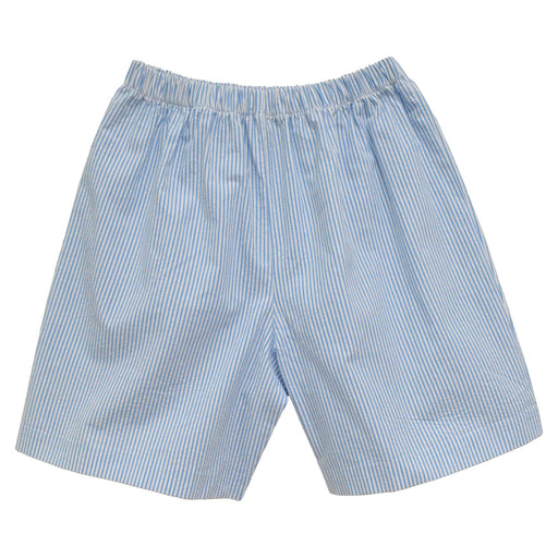 Turquoise Stripe Seersucker Boys Pull on Short