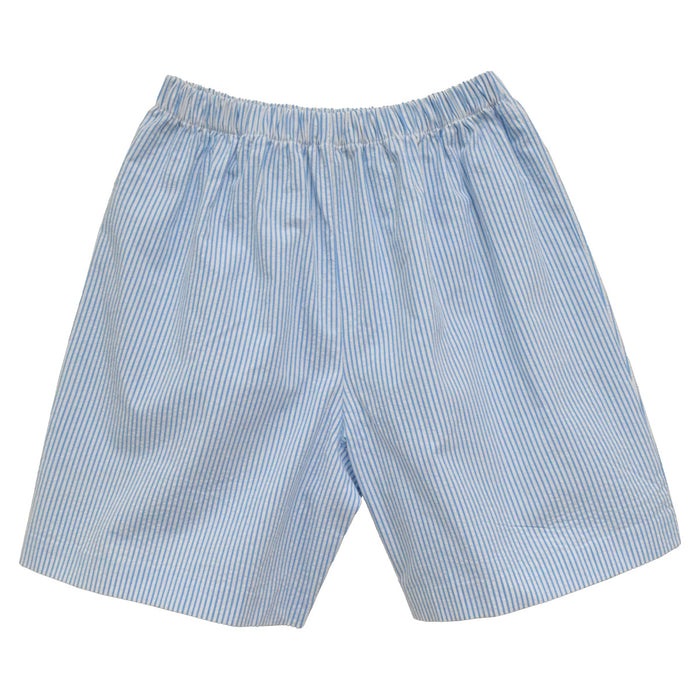 Turquoise Stripe Seersucker Boys Pull on Short