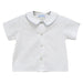 White Solid Button Front Shirt Short Sleeve With Piping