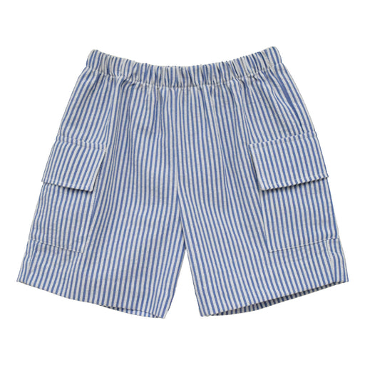 Royal Stripe Seersucker Boys Cargo Short