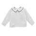 White Solid Button Back Shirt Long Sleeve With Piping