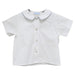 White Solid Button Front Shirt Short Sleeve With Piping