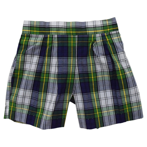 Green Grey and White Plaid Boys Short