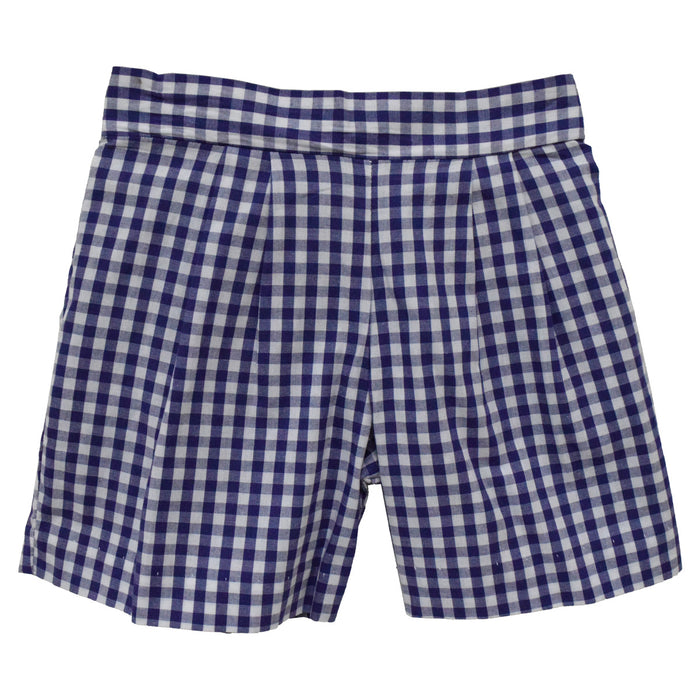 Navy Medium Check Boys Short