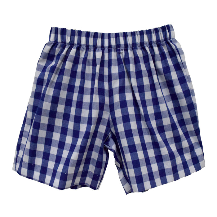Navy Big Check Boys Pull on Short